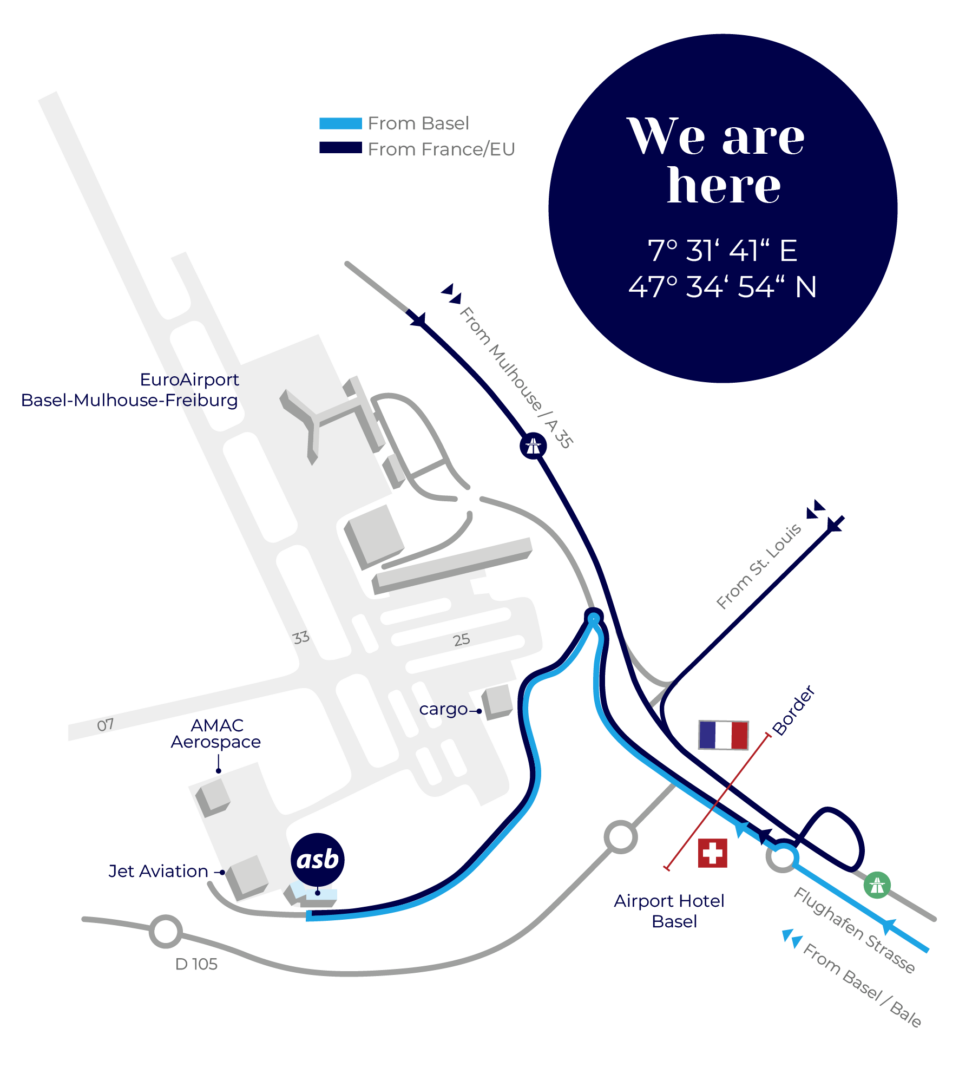 Map of the EuroAirport Basel-Mulhouse-Freiburg, 7° 31' 41'' E 47° 34' 54'' N